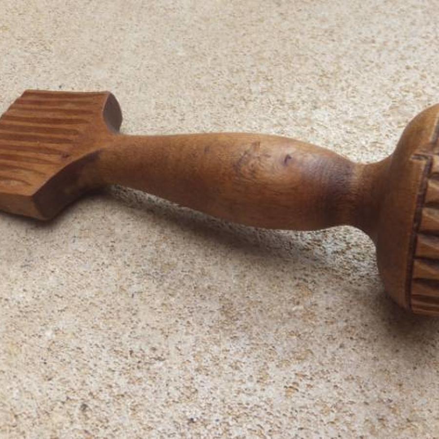 Early 20th Century Treen Butter Shaper, Roller & Stamp - Bird