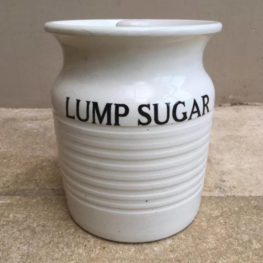 Rare & Large Gresley White Banded Storage Jar - Lump Sugar