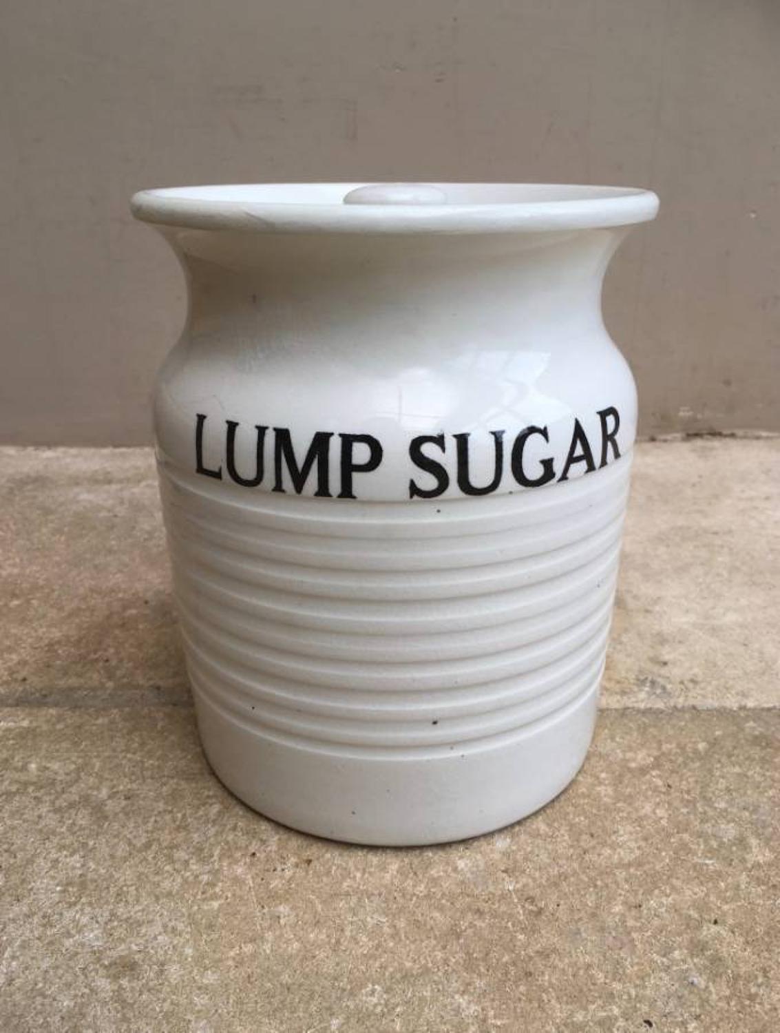 Rare & Large Gresley White Banded Storage Jar - Lump Sugar