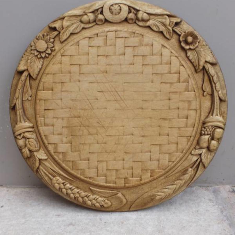Superb Victorian Deeply Carved Bread Board with Basket Weave Centre