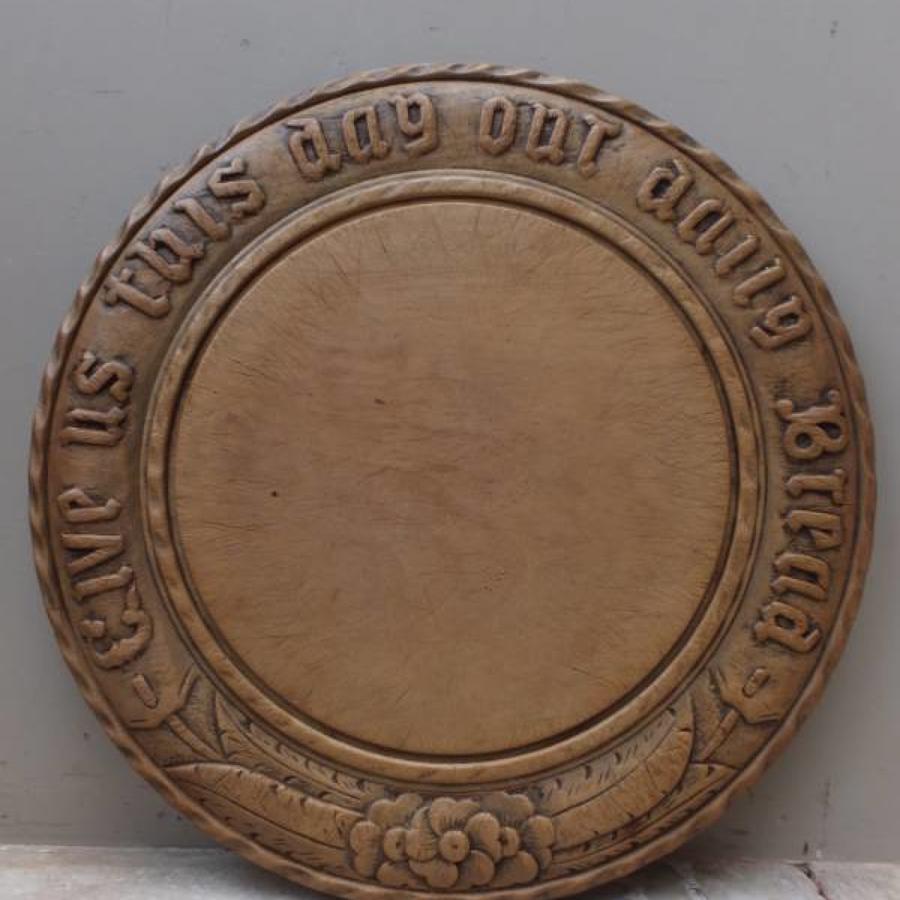 Victorian Deeply Carved Bread Board - Give Us This Day Our Daily Bread