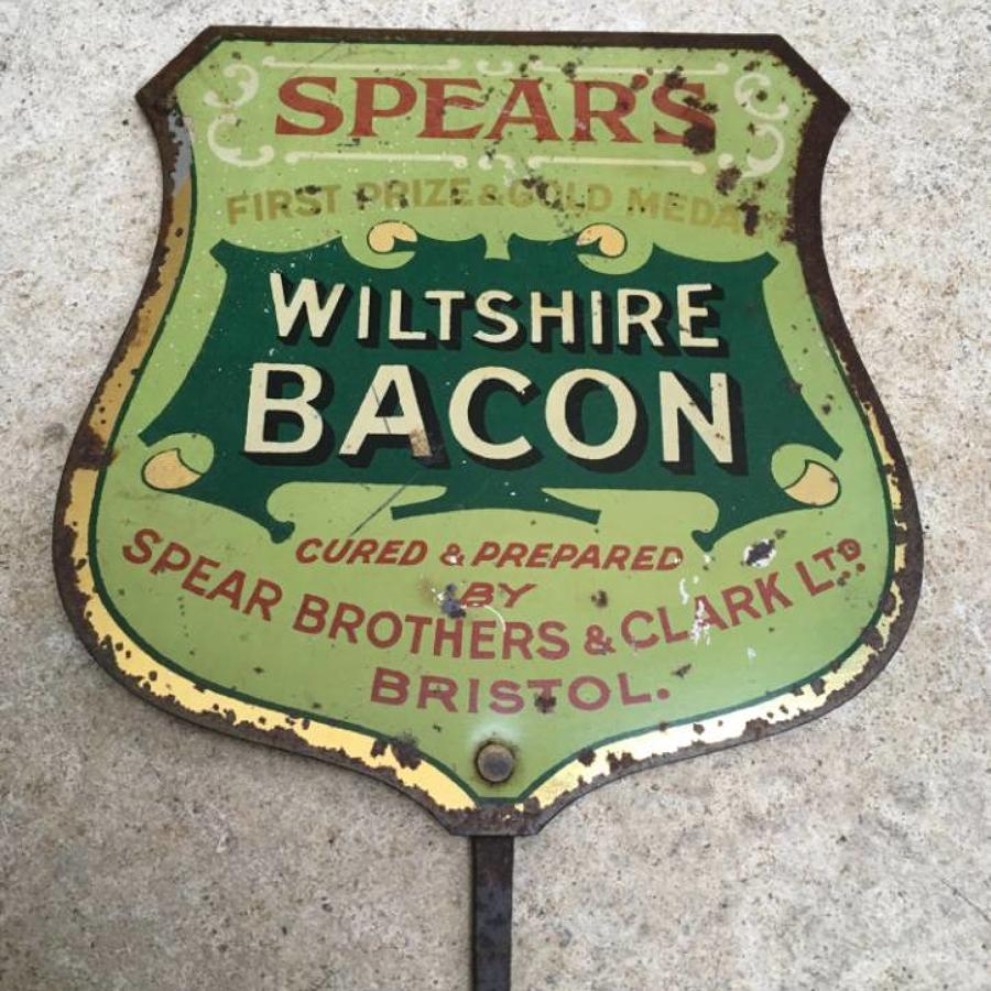 1920s Toleware Butchers Sign - Spears Wiltshire Bacon