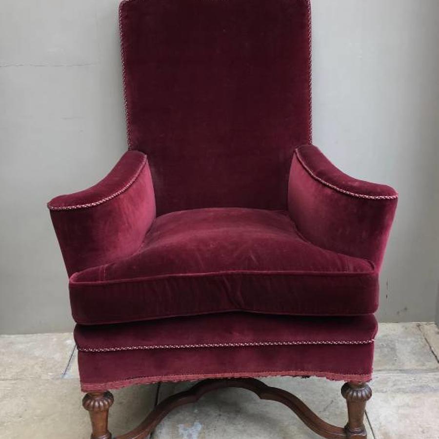 Edwardian Upholstered Armchair - Jacobean Style