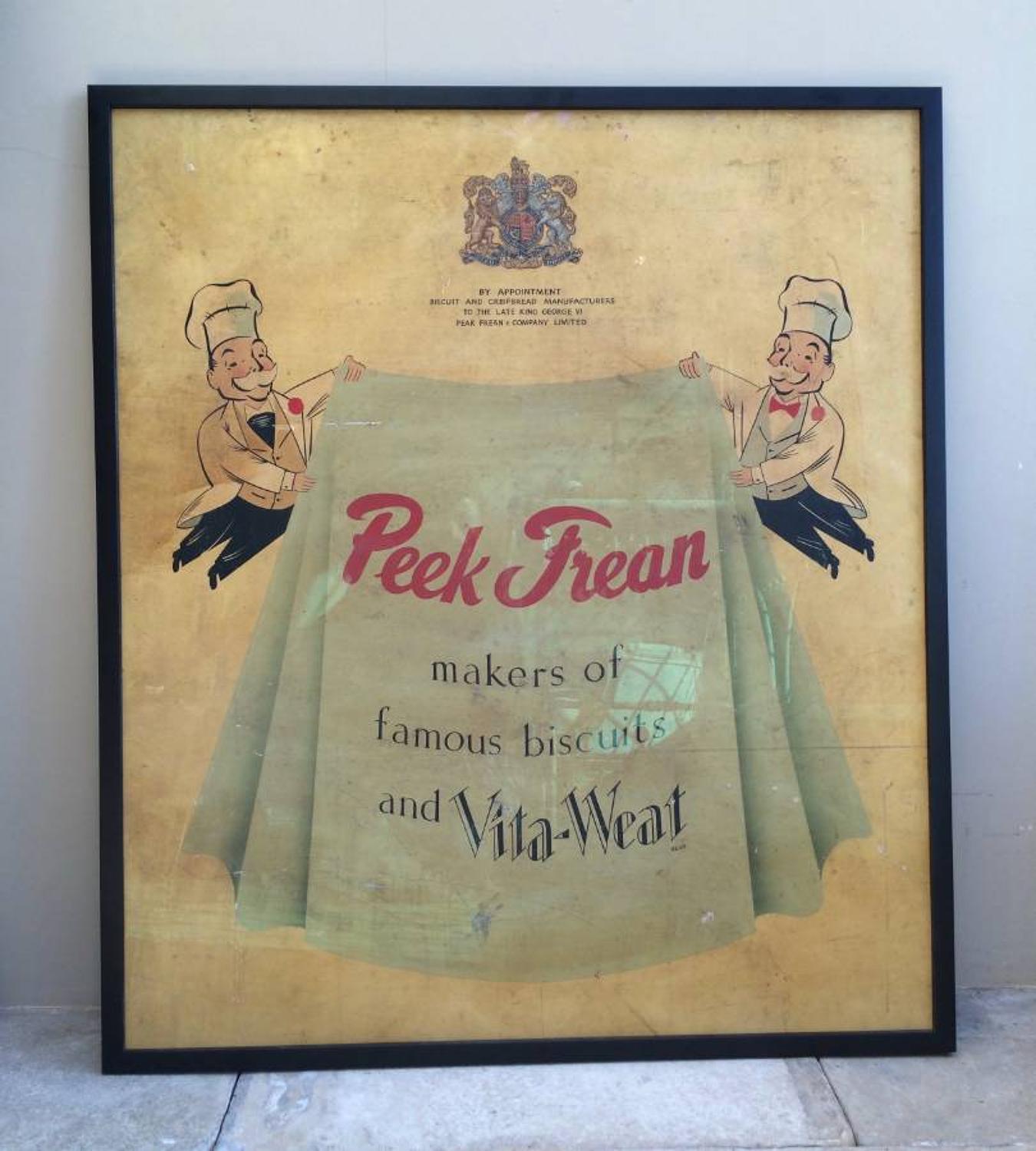 1950s Large Shops Advertising Board for Peek Frean Biscuits