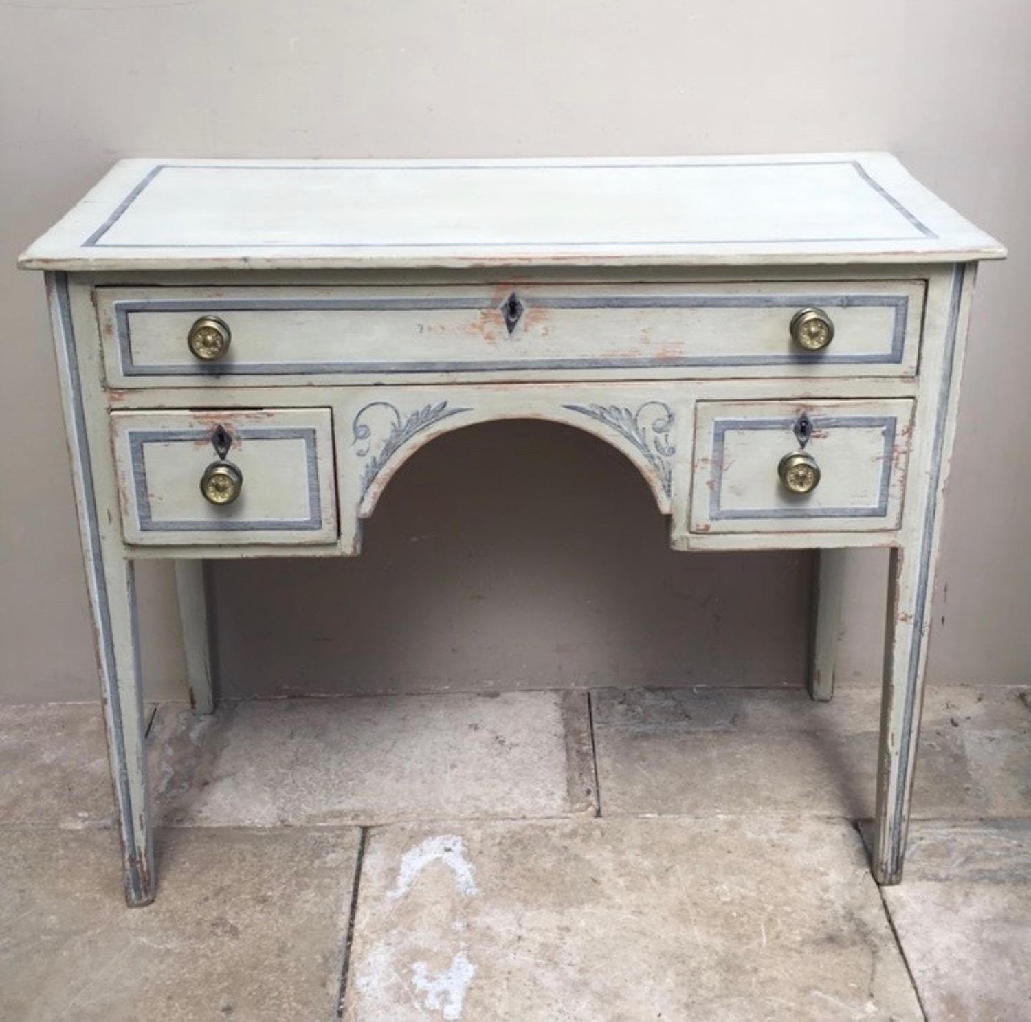 Victorian Painted Pine Side Table - Dressing Table - Small Desk