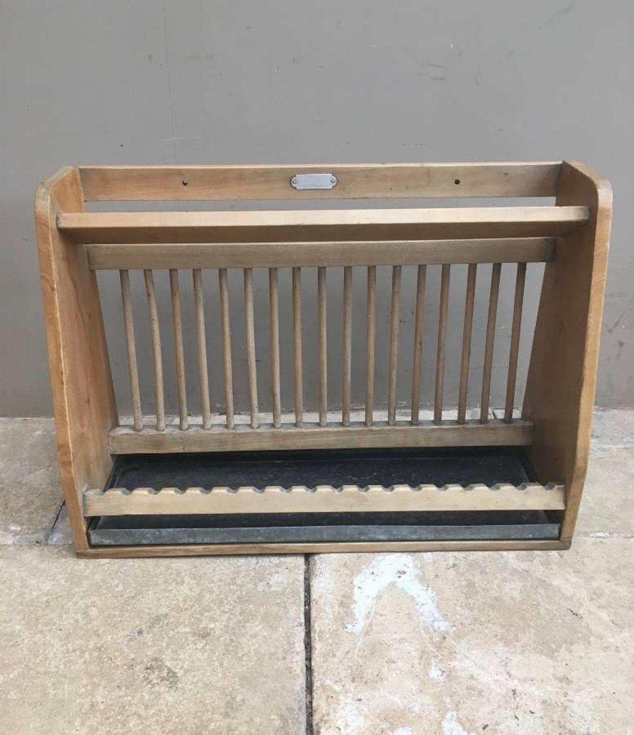 Early 20th Century Plate Rack with Original Galvanised Drip Tray