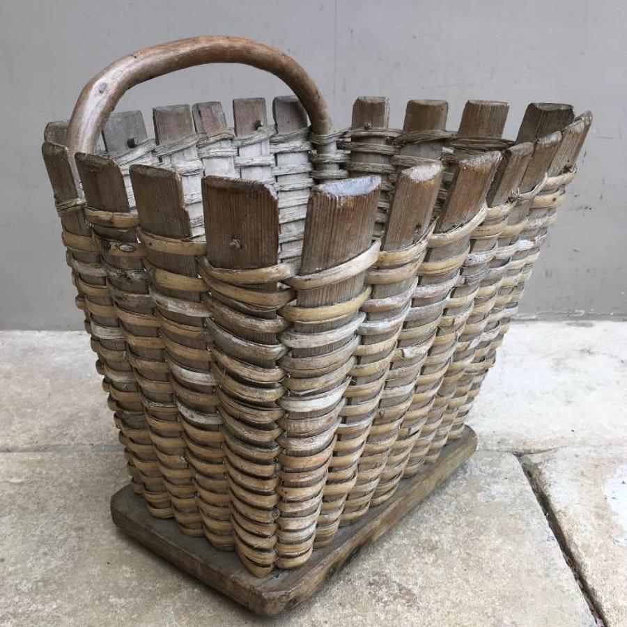 Late Victorian Pine Slatted Fruit Picking Basket