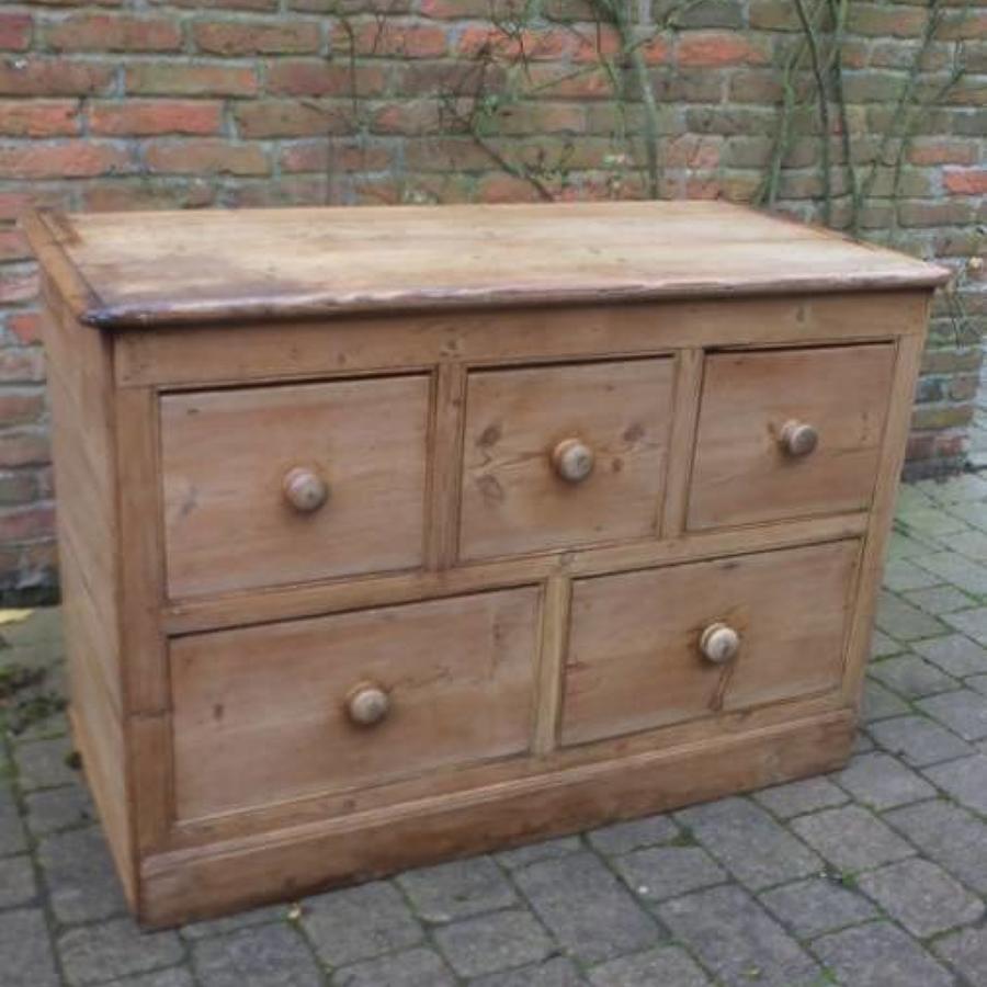 Edwardian Pine Base with Five Drawers