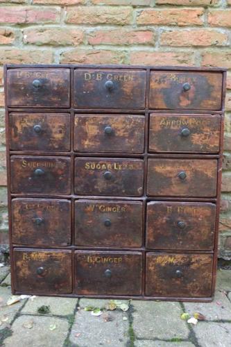 Superb Victorian Pine Bank of Drawers - Complete Original Finish