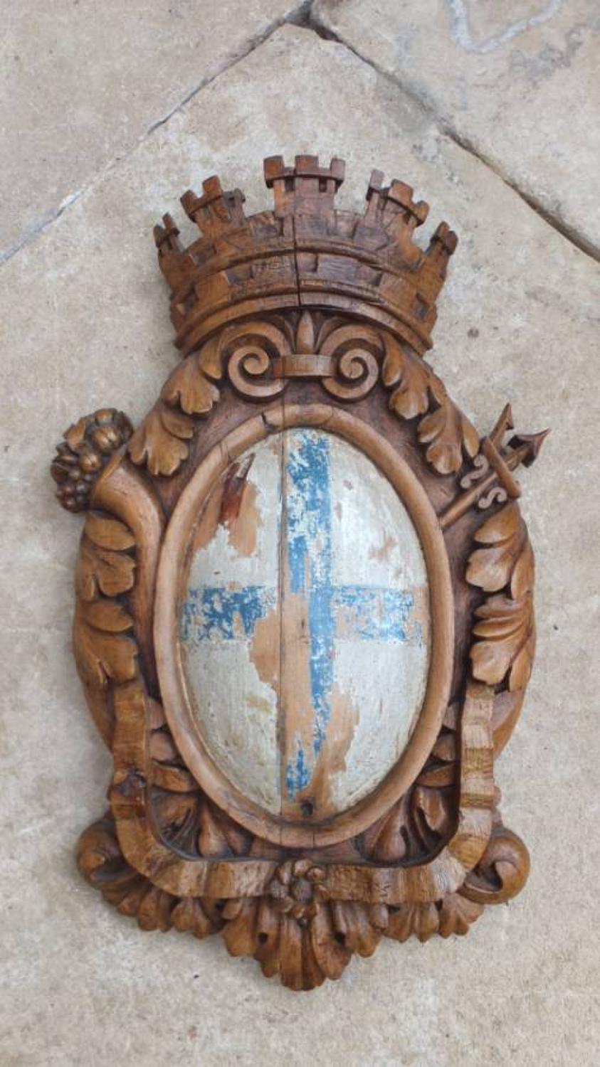 Victorian Carved Oak Armorial