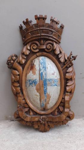 Victorian Carved Oak Armorial