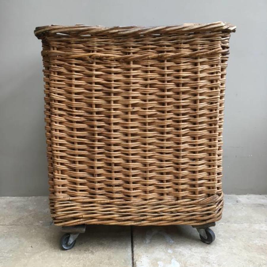 Superb Early 20th Century Laundry Basket on Wheels - Perfect for Logs