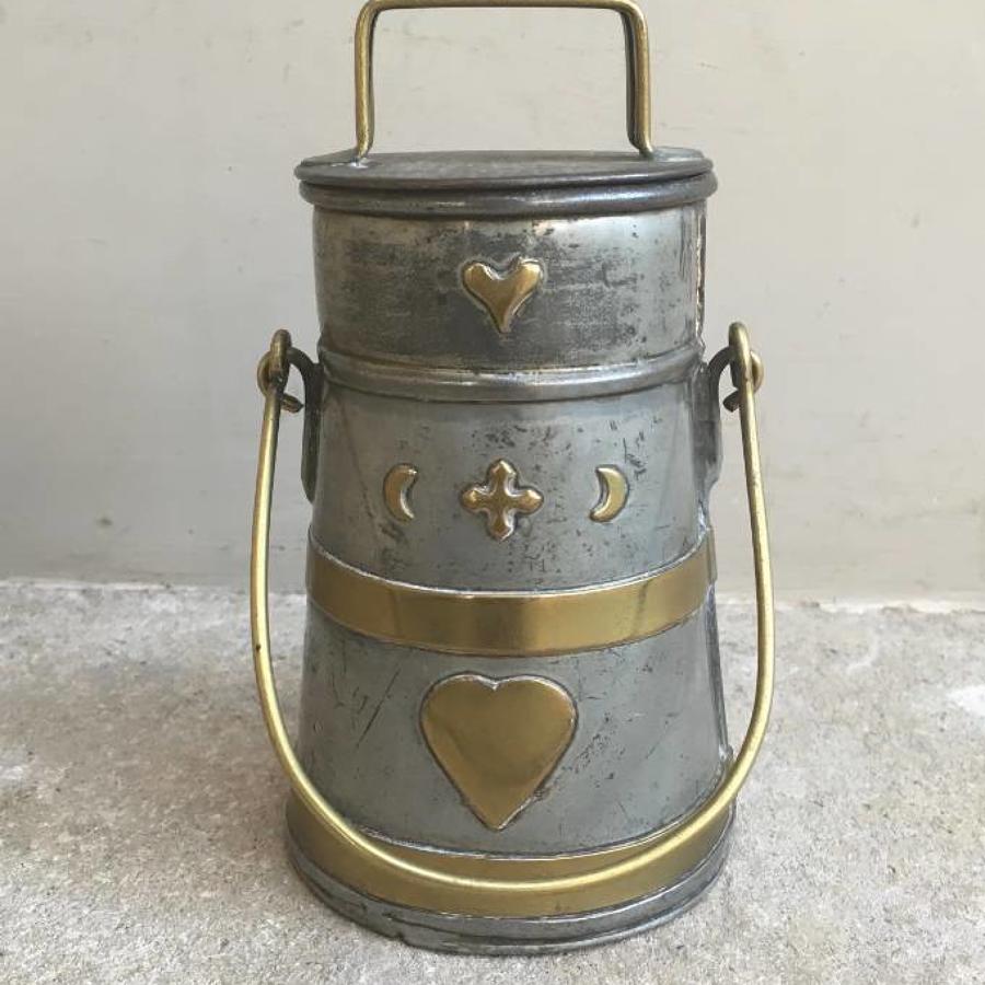 Victorian Brass Banded Cream Churn with Hearts