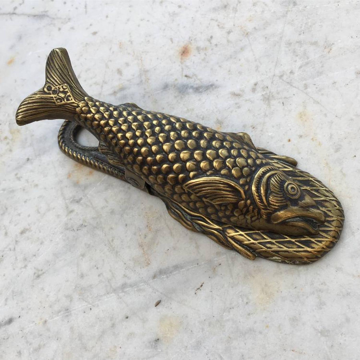 Victorian Brass Letter or Bill Clip - Rare Fish