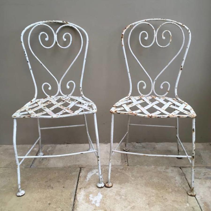 Late Victorian Pair of Garden Chairs - Wonderful Paint