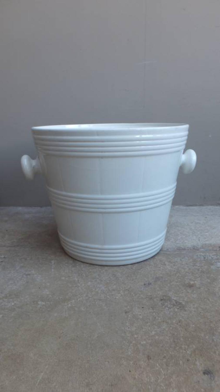 Superb Edwardian White Banded Pail Perfect Ice Bucket