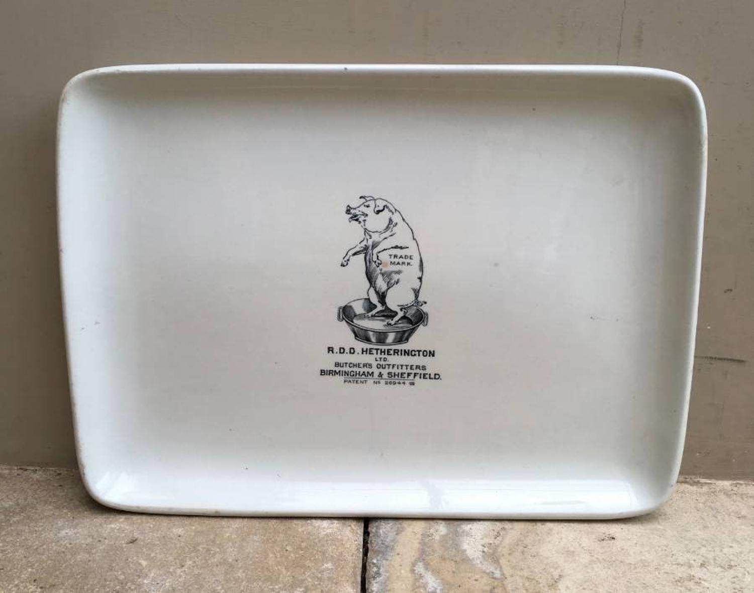 Rare Edwardian White Ironstone Butchers Plate - RDD Hetherington Ltd B