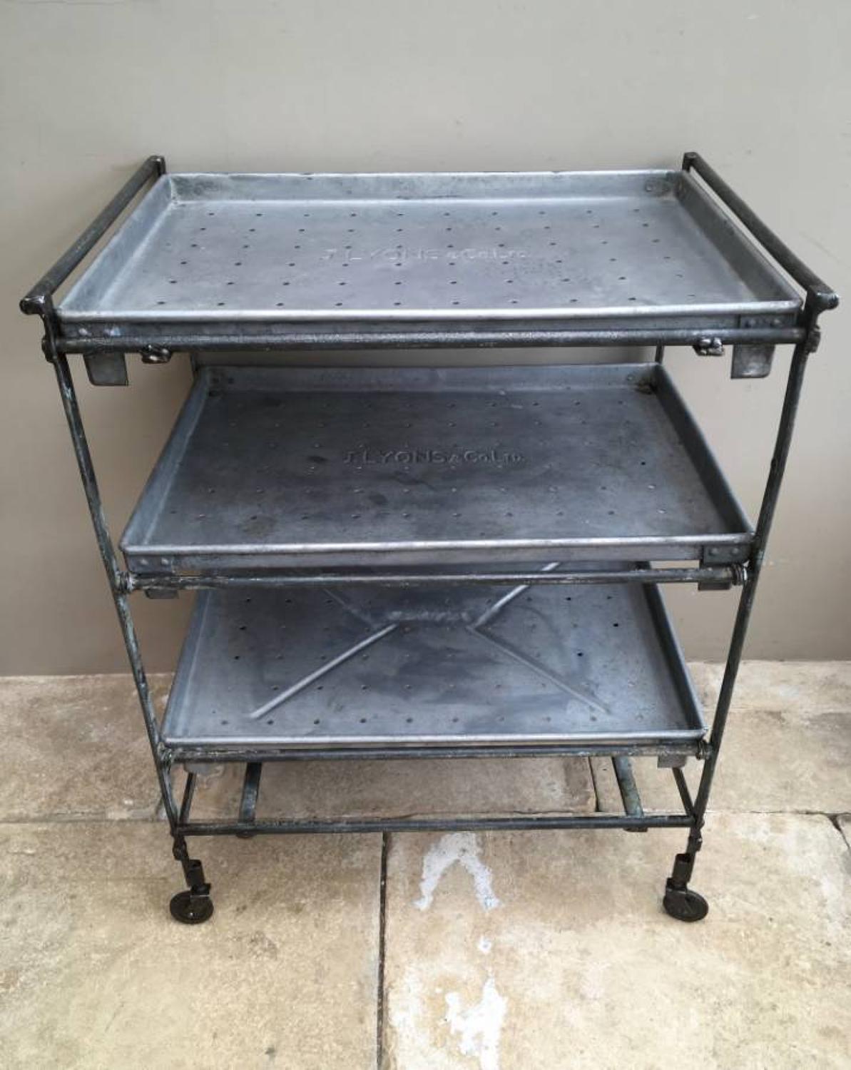 Mid Century Industrial J Lyons Cake Cooling Trolley