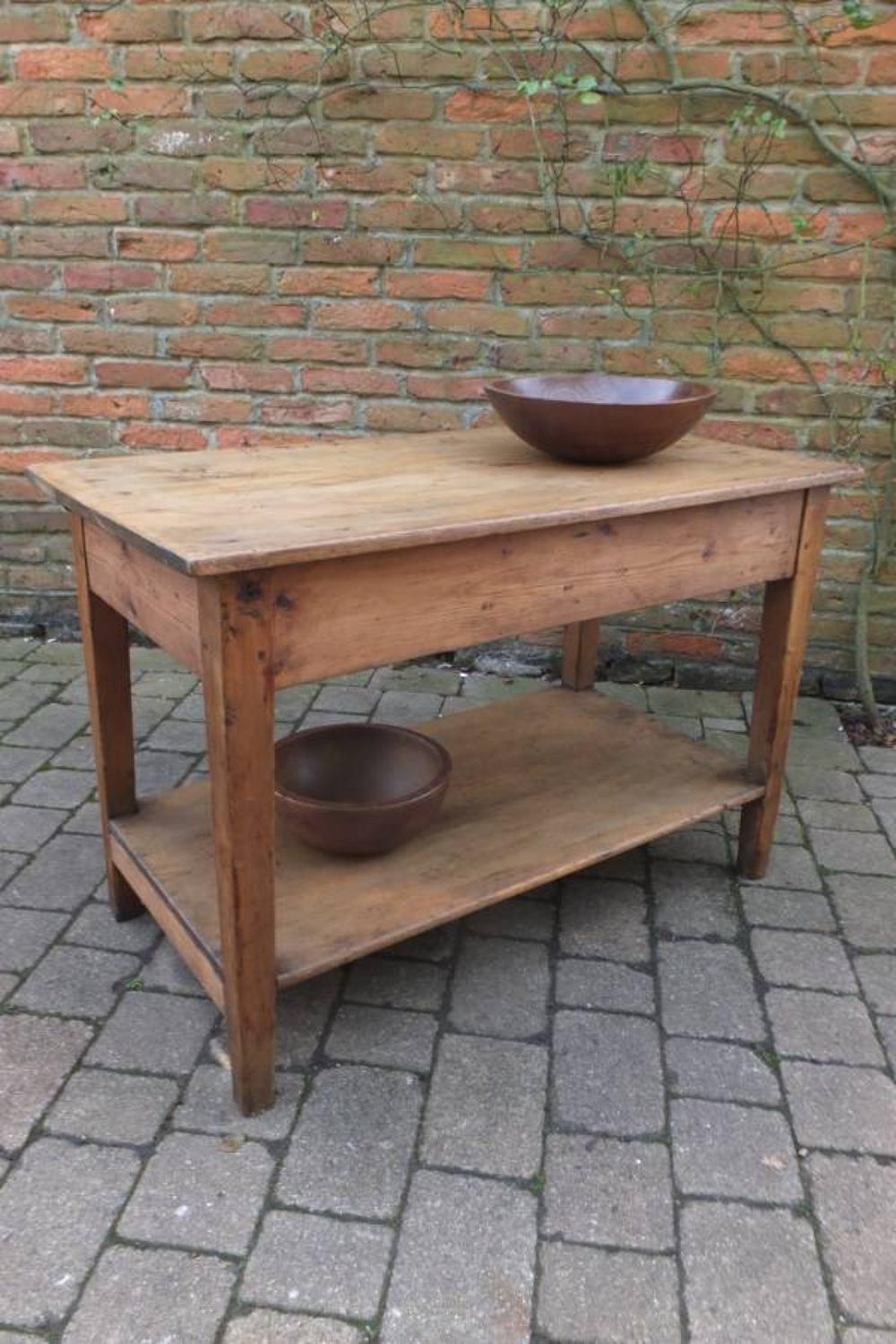 Early Victorian Pegged Pine Table with Pot Board Base