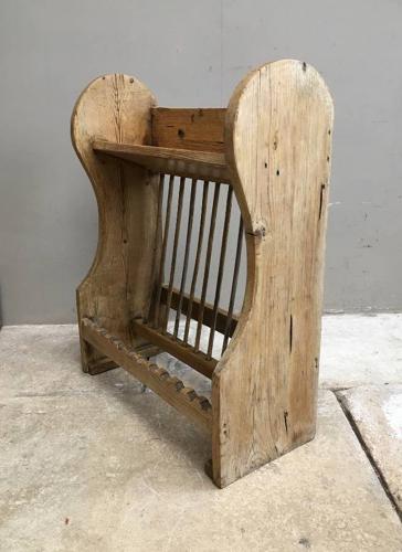 Early 20th Century Pine Plate Rack with Cup Rack