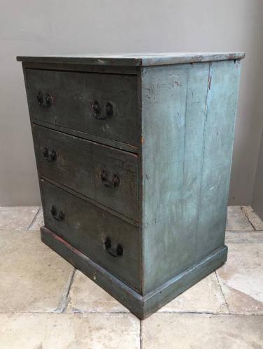 Late Victorian Pine Chest of Three Drawers in Original Paint