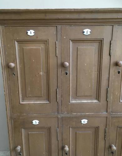 Late Victorian Bank of Eight Lockers in Original Paint
