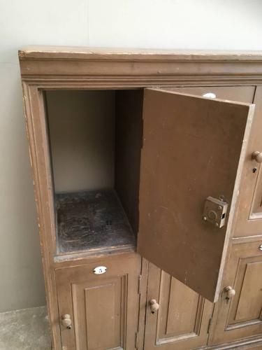 Late Victorian Bank of Eight Lockers in Original Paint