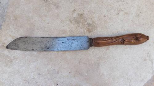 Victorian Bread Knife...Superb Carved Treen Handle