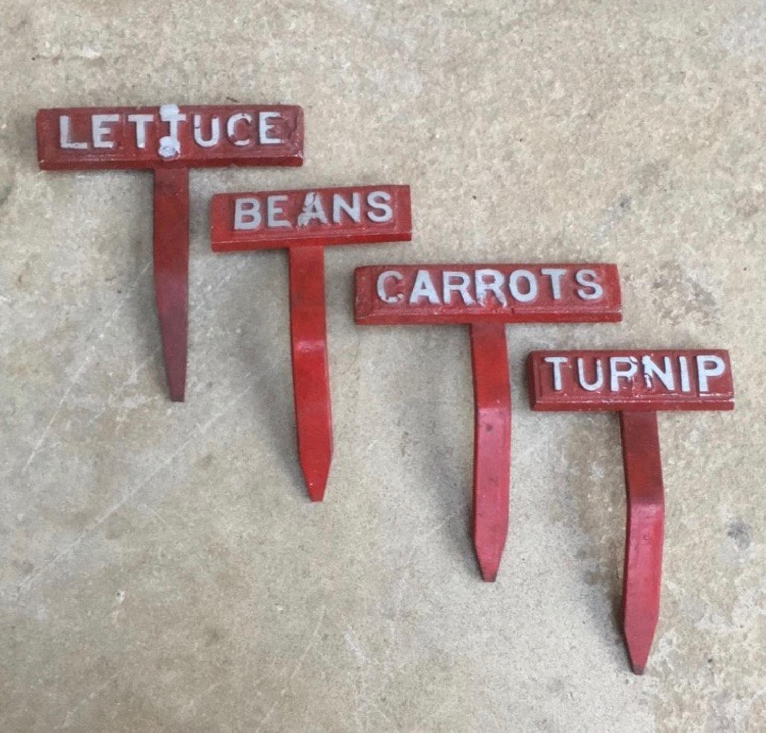 Four Early 20th Century Metal Gardeners Vegetable Labels