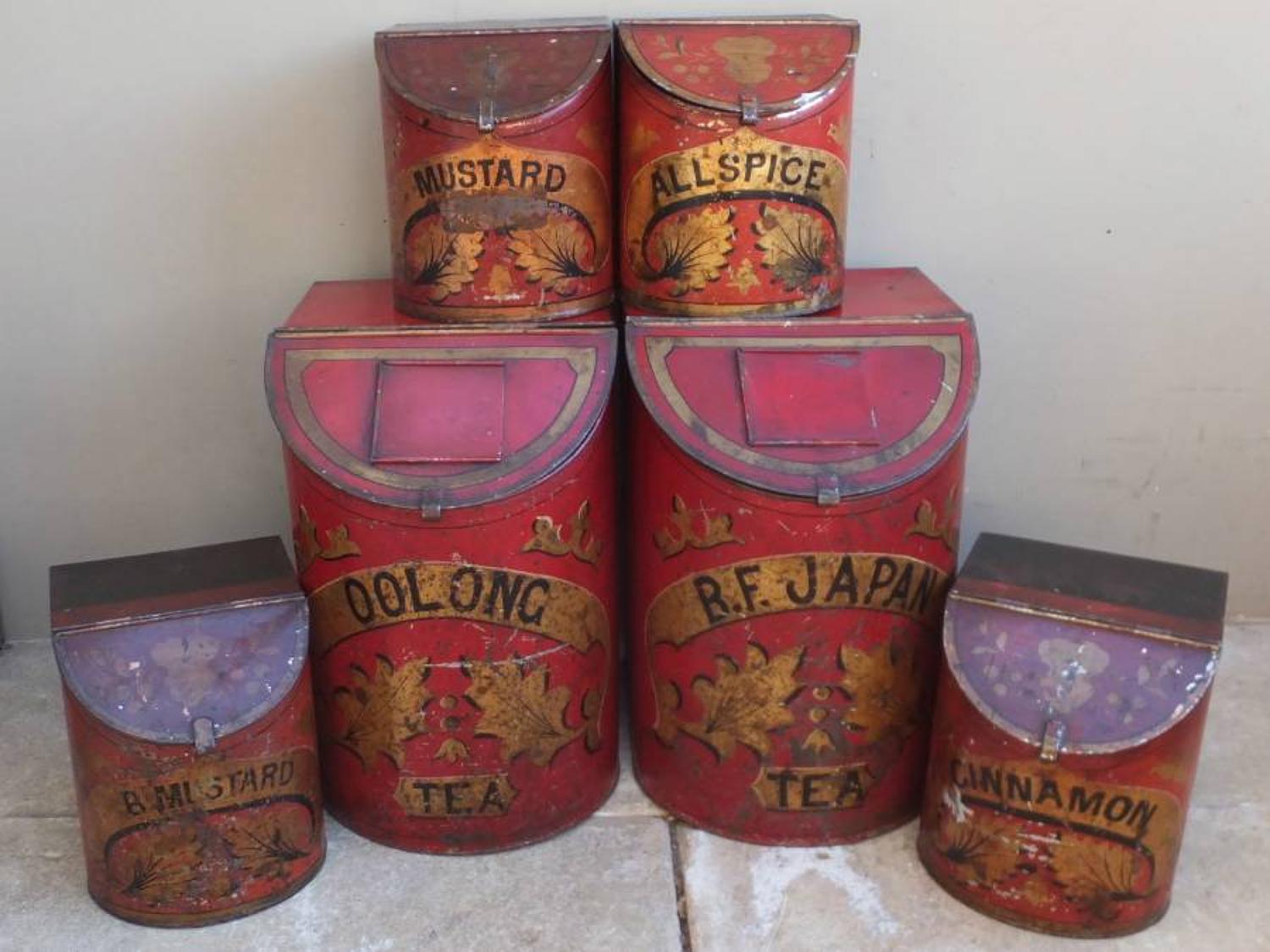 Rare Victorian Shops Toleware Tea & Spice Tins