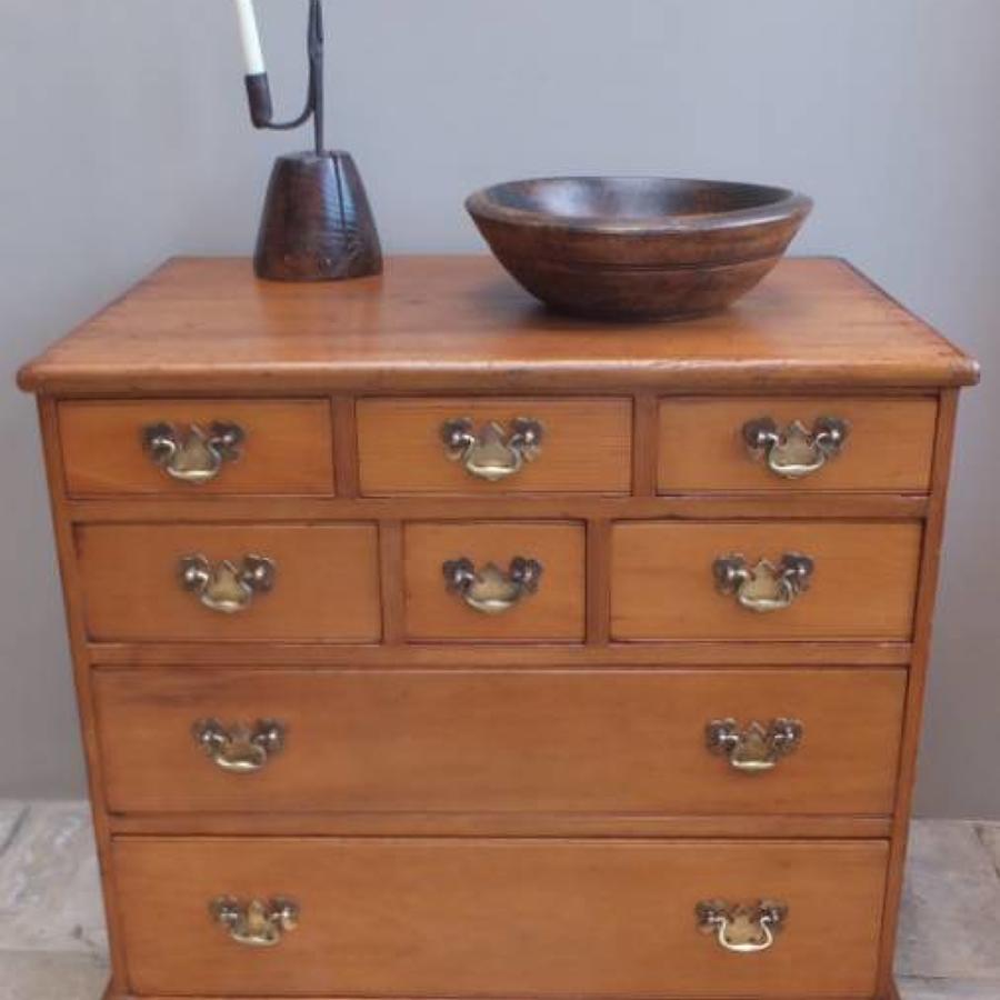 Early Victorian English Pine Chest of Eight Drawers