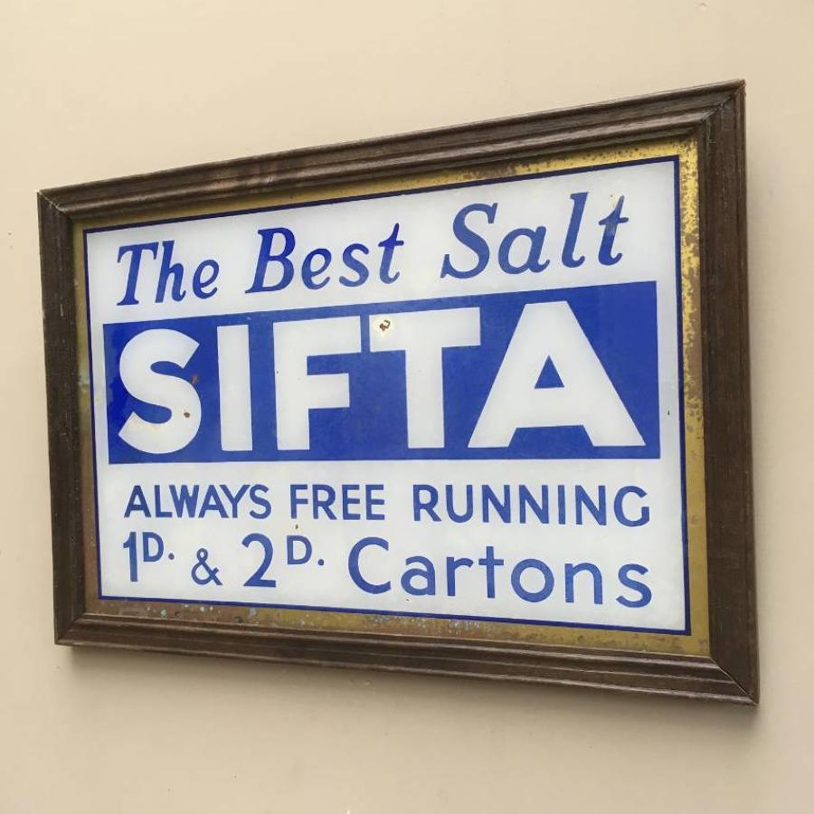 1930s Glass Advertising Sign - Sifta Salt