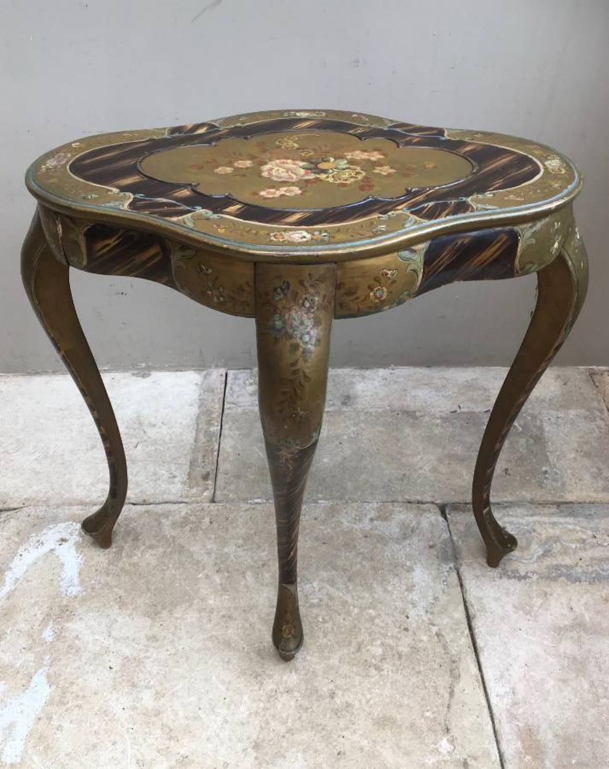 C.1920s Decorative Side Table - Hand Painted