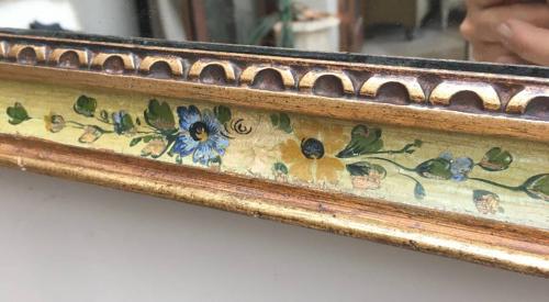 Early 20th Century Painted Floral & Gilt Mirror