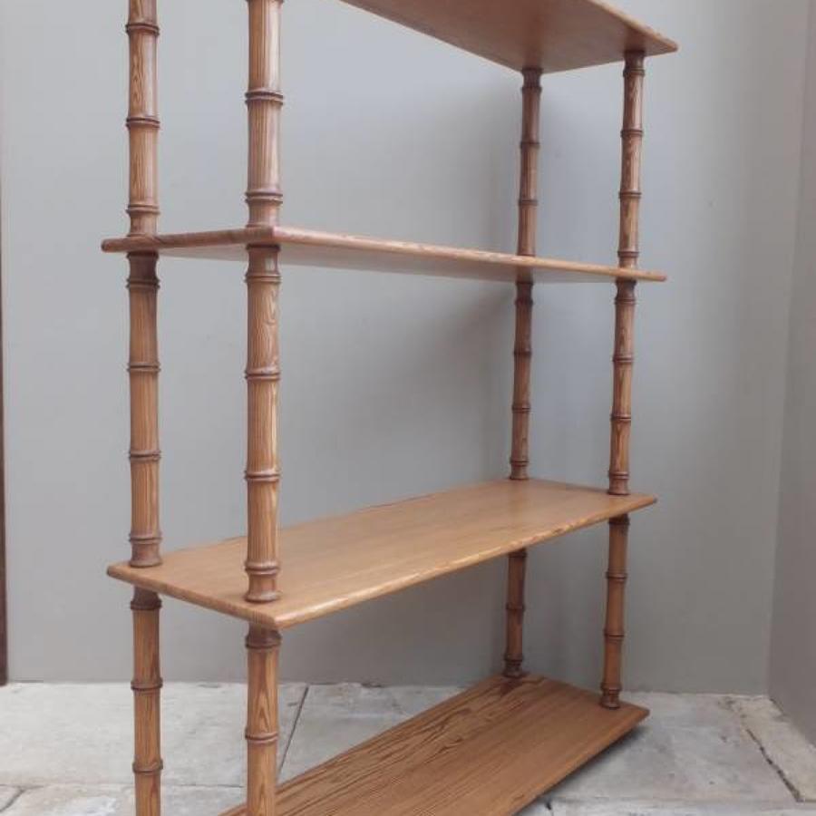 Quality Regency Pine Shelves - Faux Bamboo Supports with Brass Rods