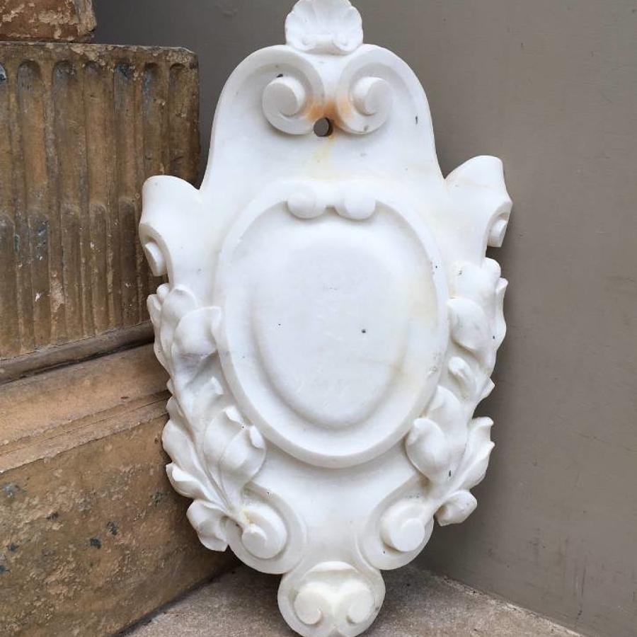Victorian Carved Marble Cartouche
