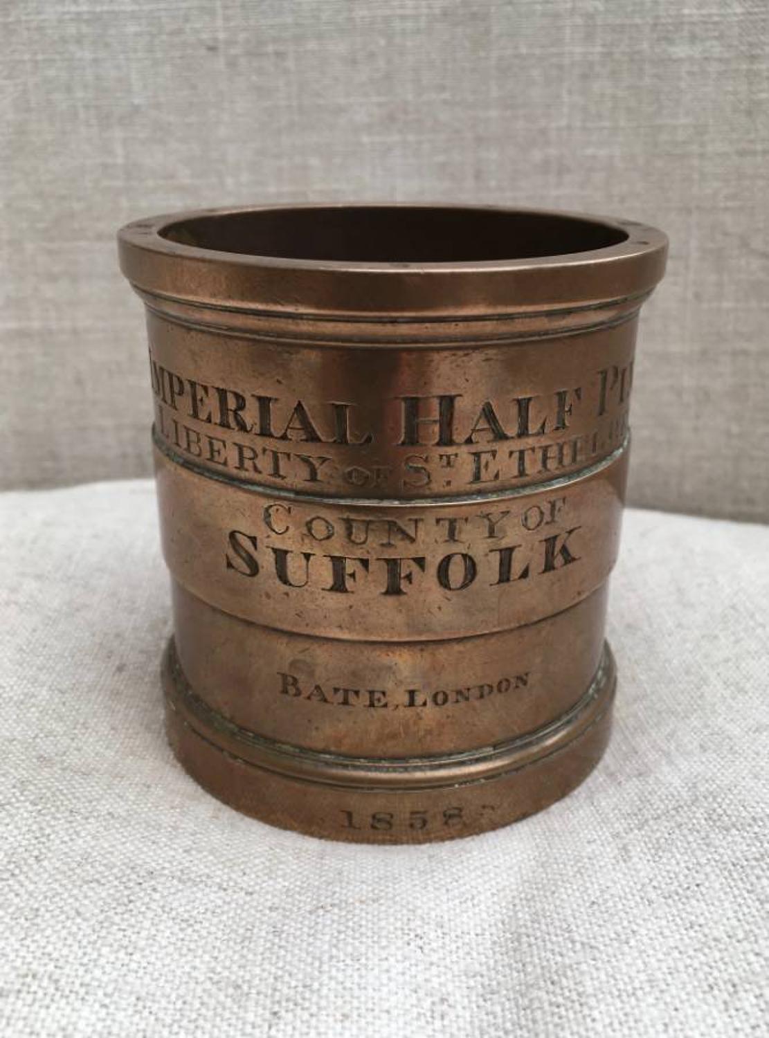 Rare Victorian Broze Imperial Half Pint Measure. Dated 1858