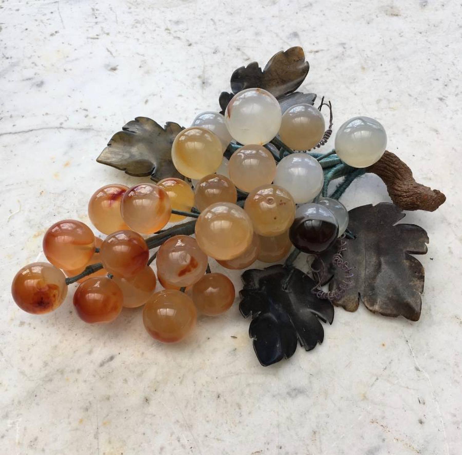 Superb 1950s Bunch of Red Agate Grapes
