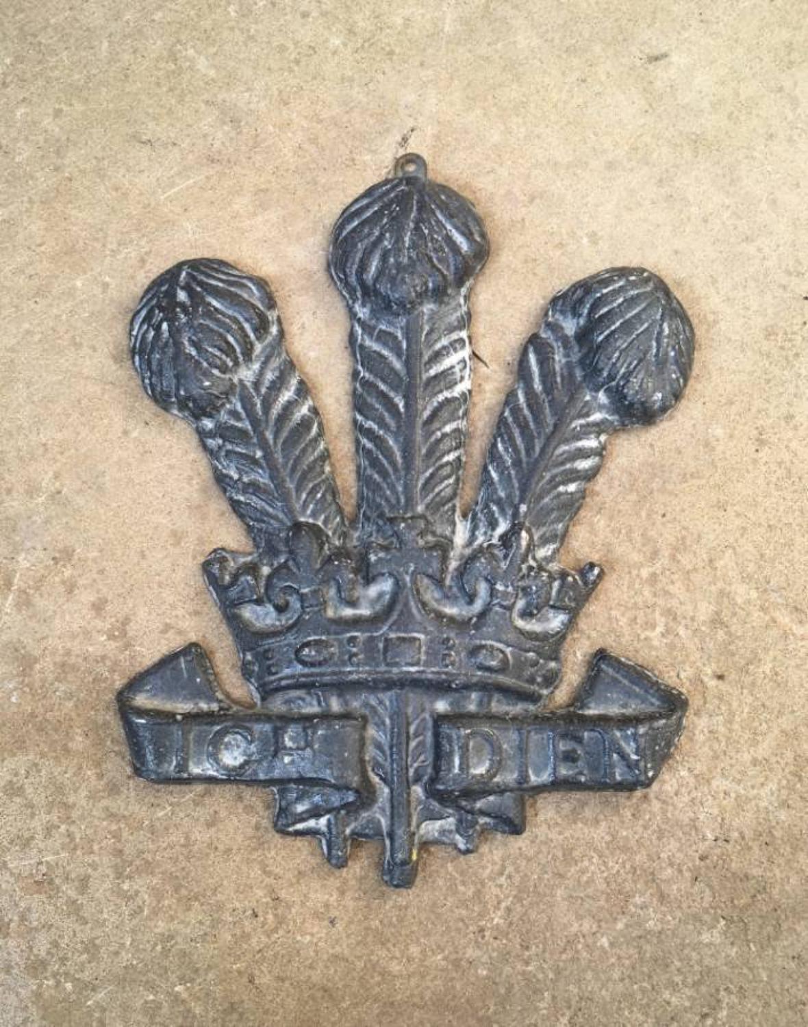 Early 20th Century Lead Prince of Wales Plaque - By Royal Appointment