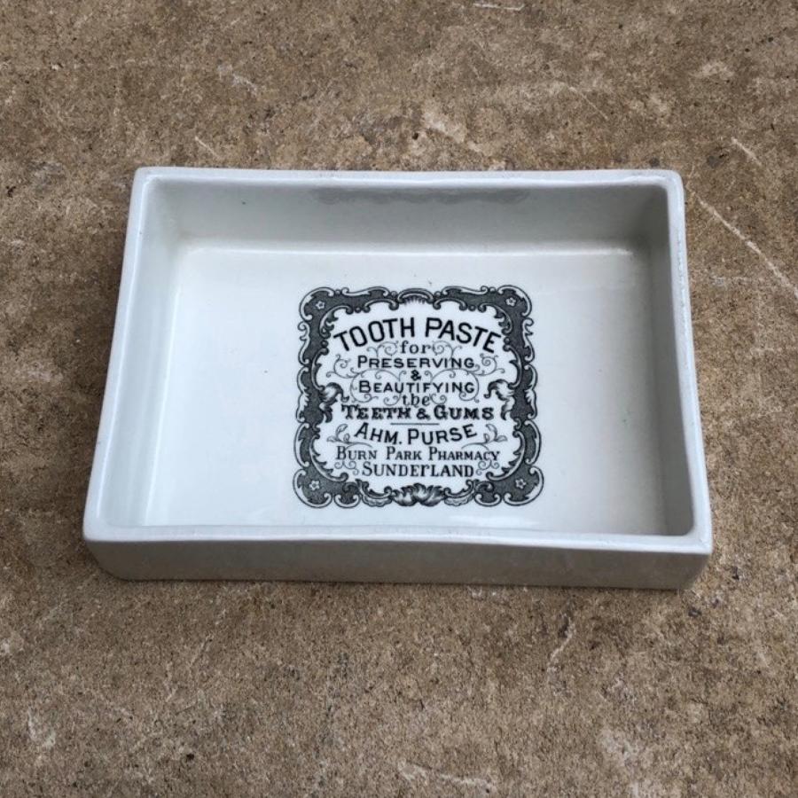 Early 20th Century White Ironstone Advertising Dish - Toothpaste