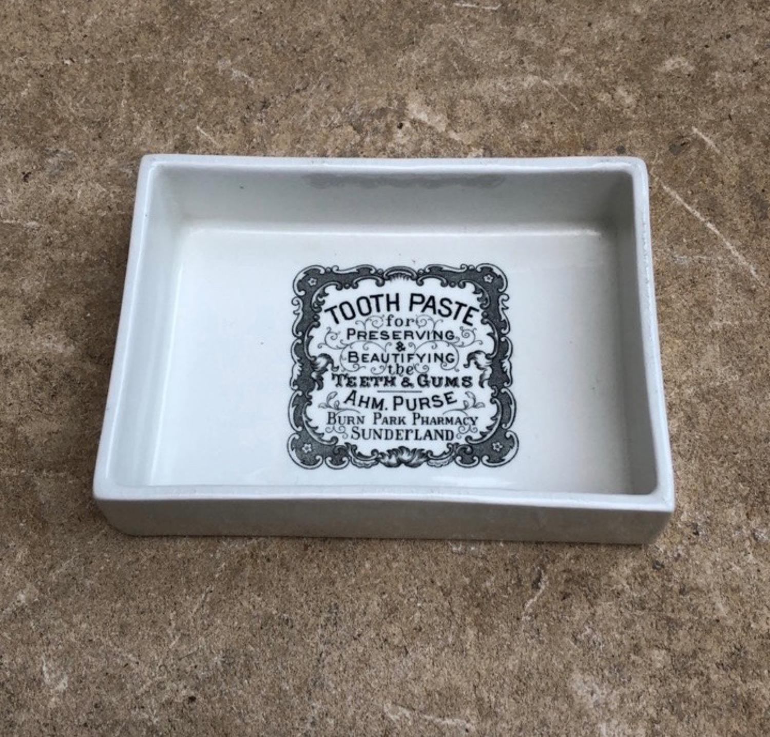 Early 20th Century White Ironstone Advertising Dish - Toothpaste