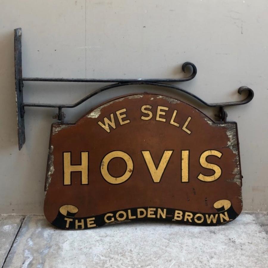 Early 20thC Shops Double Sided Painted Pine Hovis Sign