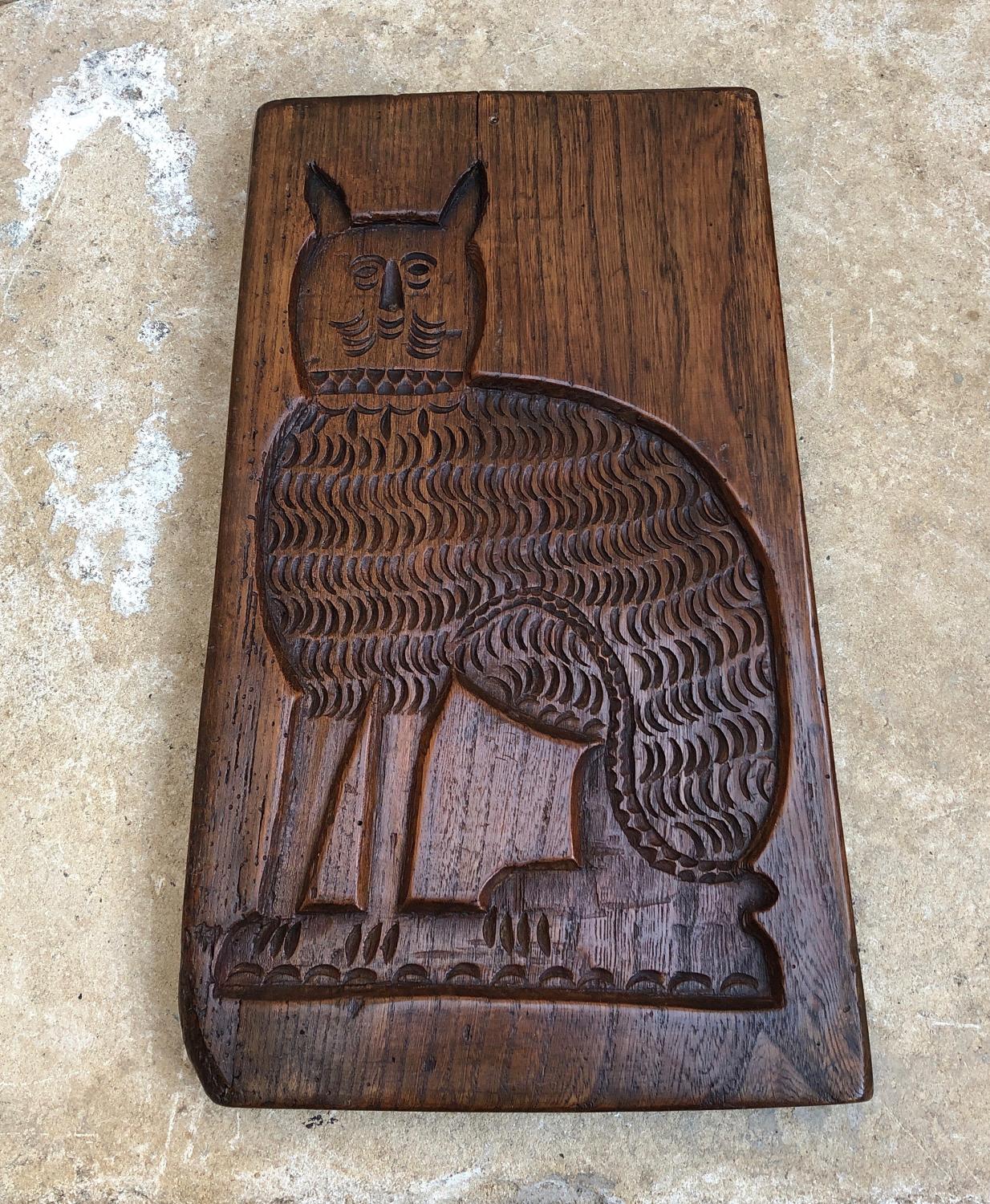 Large Georgian Elm Double Sided Gingerbread Mould - Dog & Cat