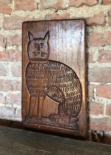 Large Georgian Elm Double Sided Gingerbread Mould - Dog & Cat
