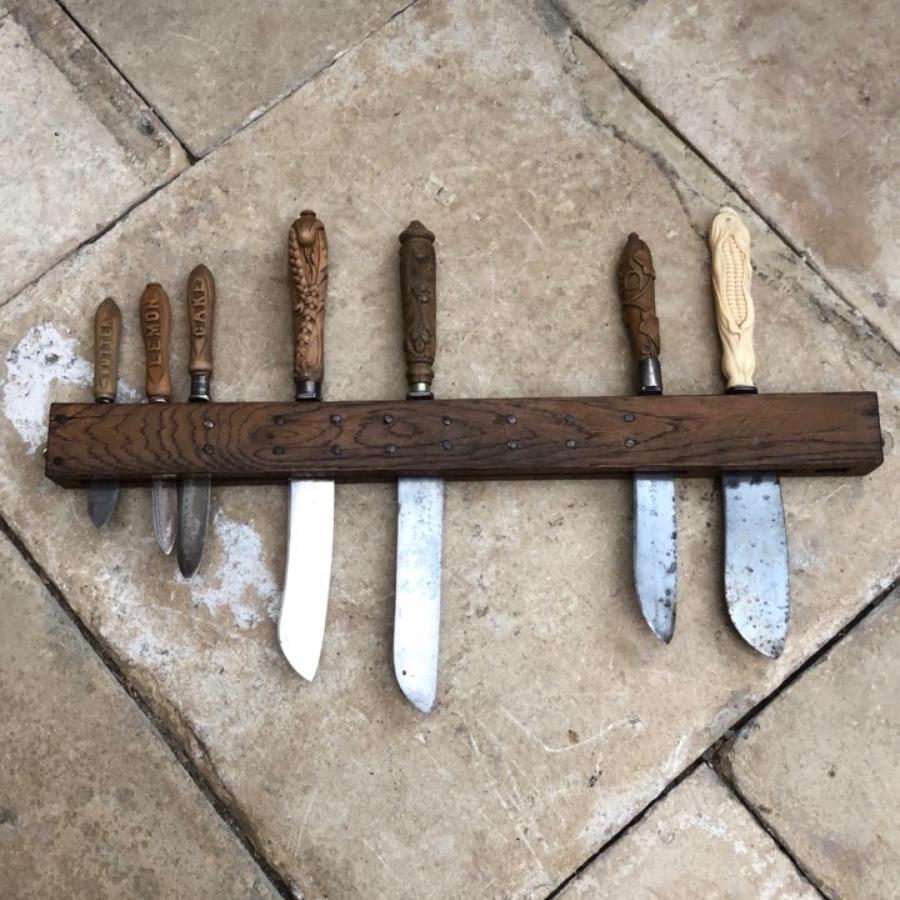Antique Oak Wall Hung Knife Rack