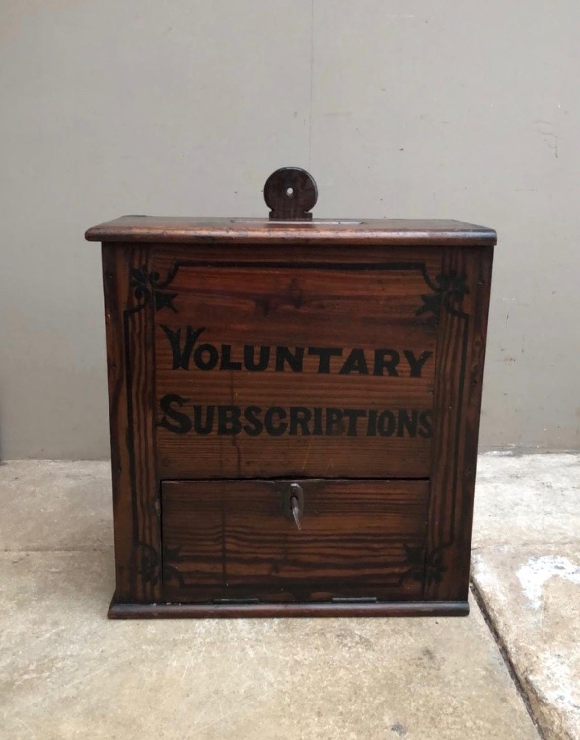 Edwardian Pine Voluntary Subscriptions Box - Original Paint