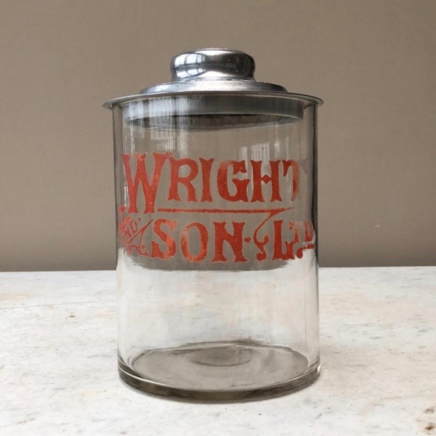 Edwardian Shops Glass Adverting Jar - Wright & Sons Biscuits