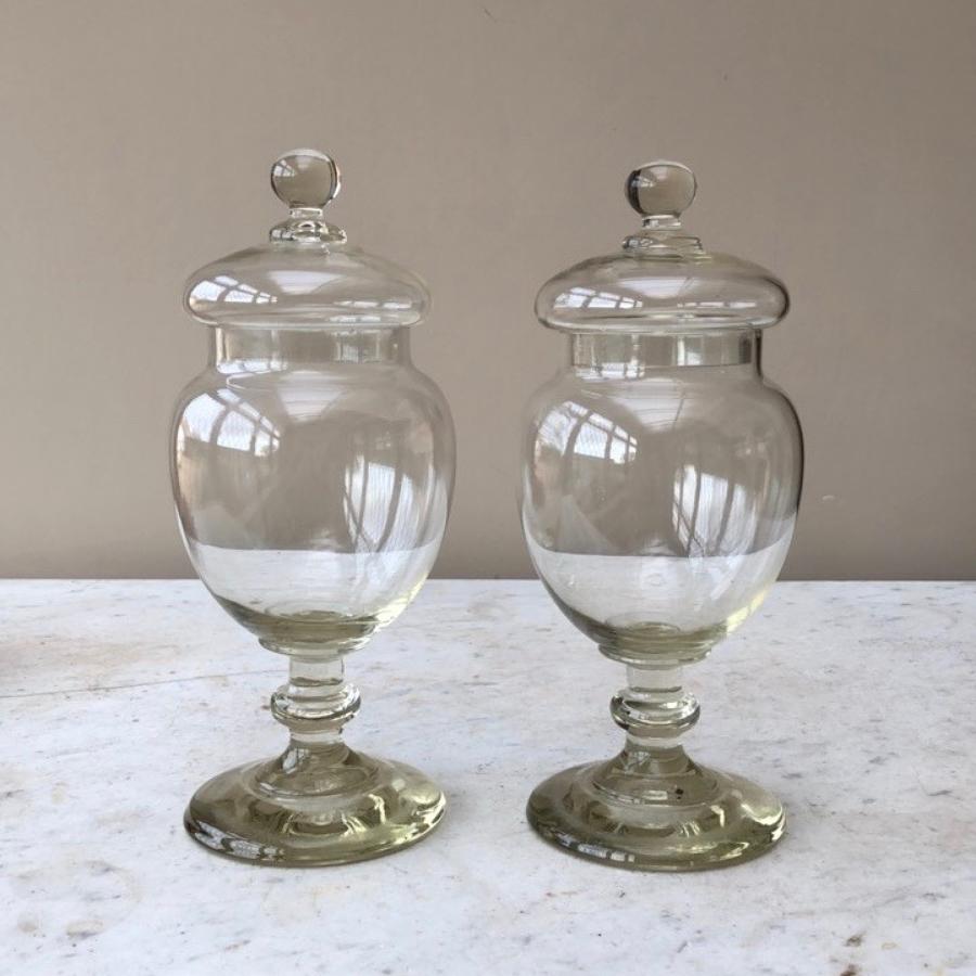 Pair of Victorian Shops Glass Display Sweet Jars Wonderful Condition