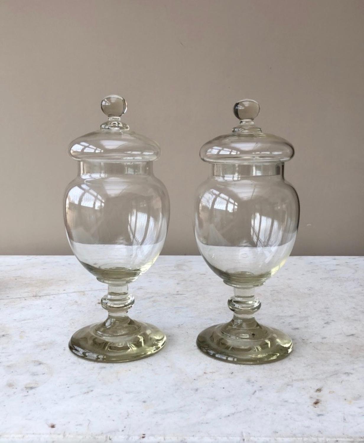 Pair of Victorian Shops Glass Display Sweet Jars Wonderful Condition
