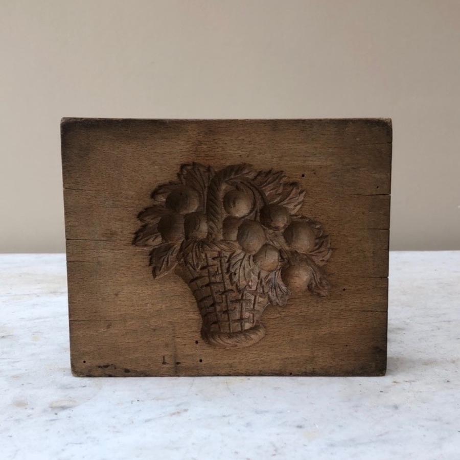 Early Victorian Treen Candy Mould - Flowers in Basket